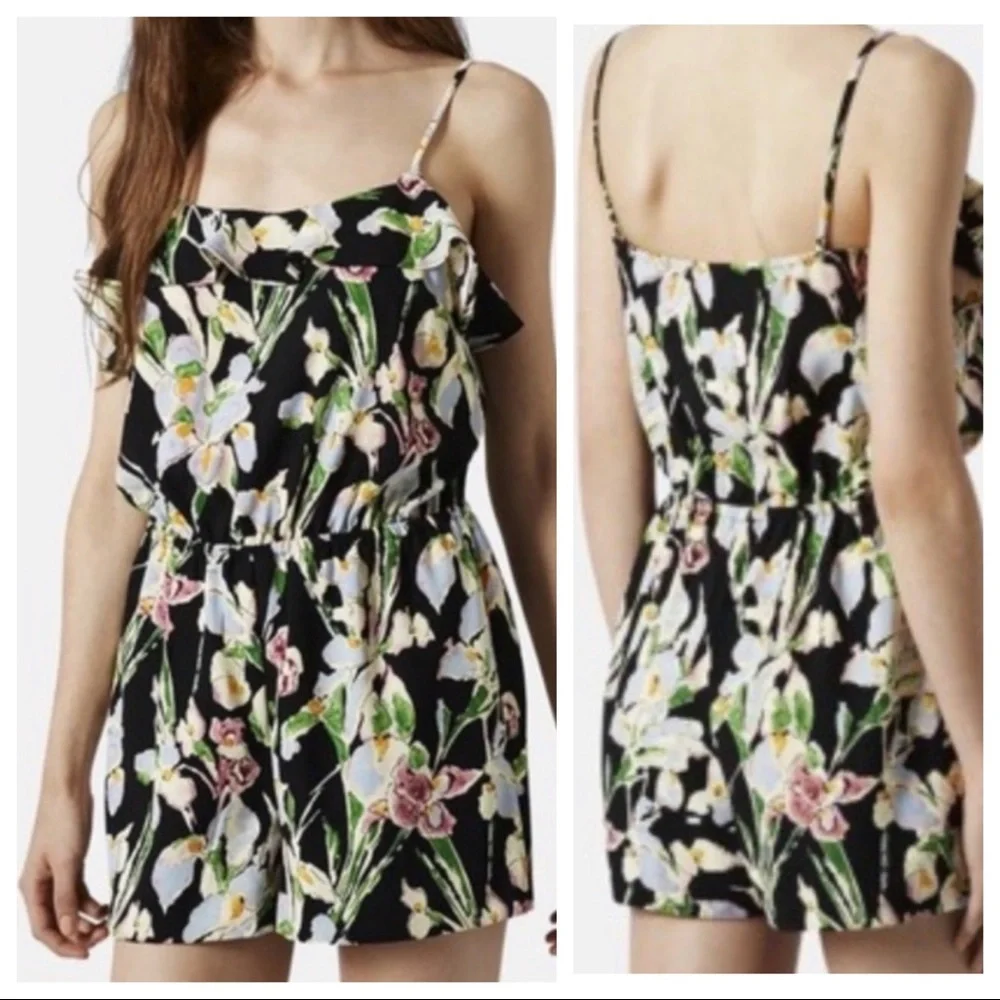 Topshop Iris Floral Ruffle Romper | US 10
